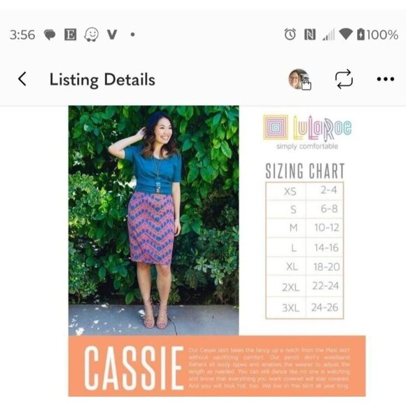 Lularoe Cassie Pencil Skirt Geometric Print Size Medium Stretch Yellow, Blue - Picture 8 of 9